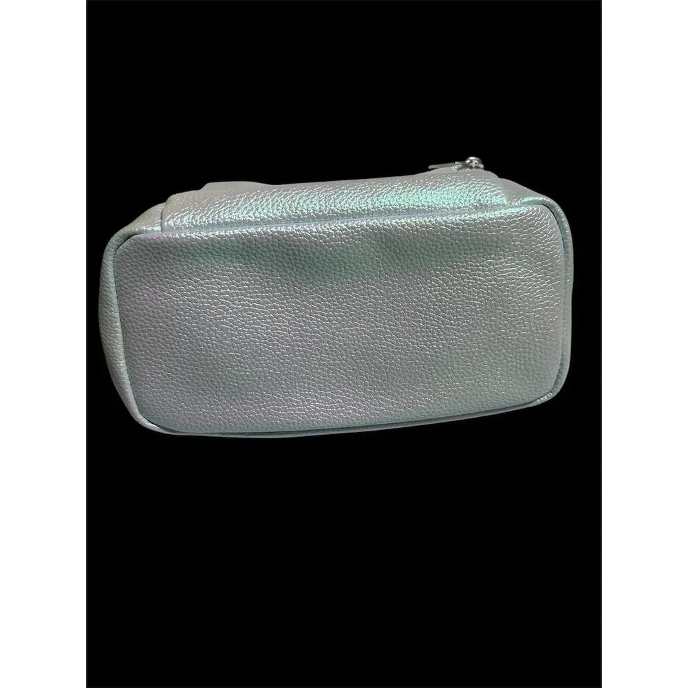 Iridescent Metallic Makeup Bag with Zipper Closure